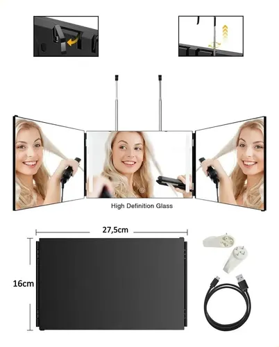 Espejo Barbería Led Trípode Hacerse Cortes Cabello *