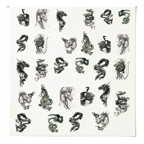 Stickers Autoadhesivos Uñas Calaveras Serpientes Dragones