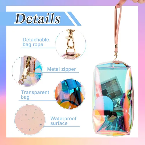 Bolsas De Maquillaje Dunzy Holográficas Iridiscentes Transpa