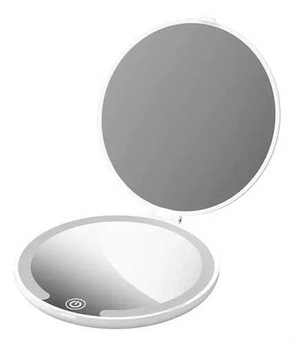 Espejo Led Portátil Plegable Con Tapa Para Viaje Y Maquillaj