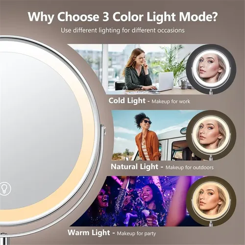 Espejo De Maquillaje Iluminado, Recargable, Regulable En Alt