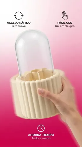 Organizador de Maquillaje Giratorio 360° para Tocador o Baño con Tapa Anti-polvo