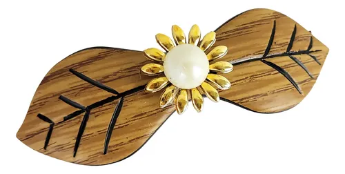 Hebilla Francesa Pelo Símil Madera Con Dorada Perla Pack X12