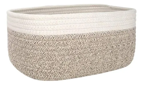 Cesta De Cuerda De Algodón, Cesta Decorativa 30cmx21cmx14cm