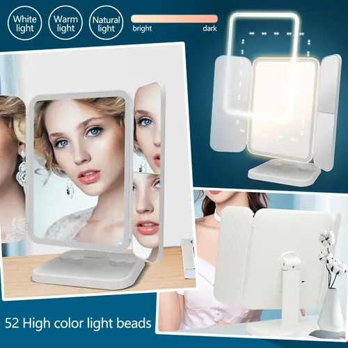– Espejo De Maquillaje Led J (lámpara De Mesa Plegable De Tr