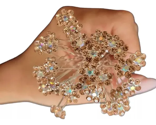 Horquillas Pin Tocado Aplique Perlas Strass Fiestas X10 Unid