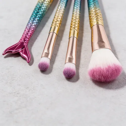 Set De Brocha X4 Cola De Sirena Make Up Maquillaje Suave