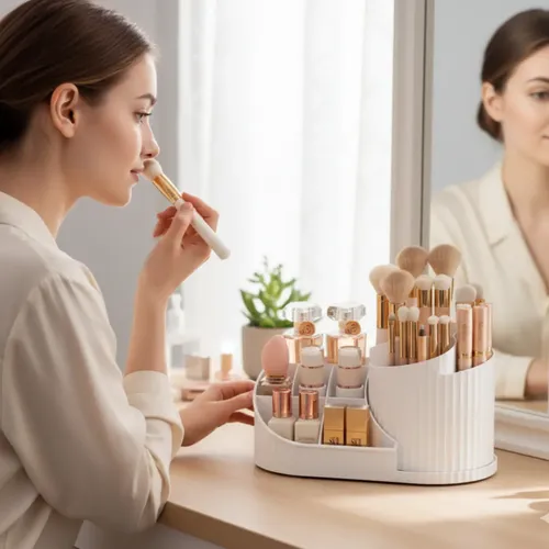 Organizador De Maquillaje Giratorio Skincare Accesorios Ofi