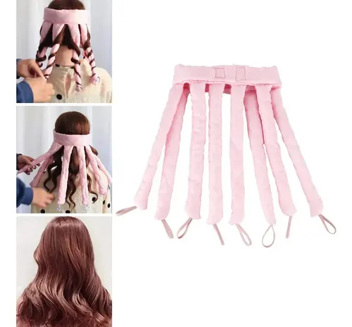 Rulos De Cabello Sin Calor Octopus Diadema Rosa