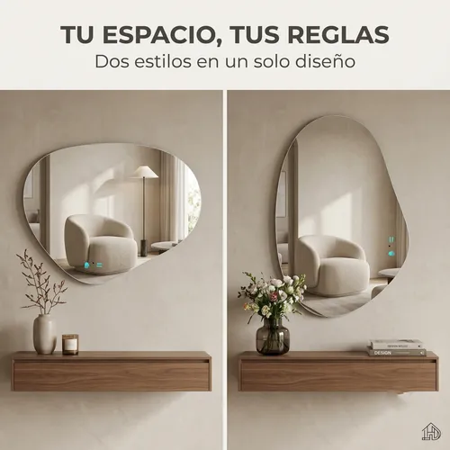Espejo Forma Curva Diseño Digital Luz Led Tactil Baño 60×80