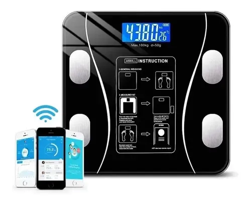 Balanza Pesa Baño 180kg Inteligente Bluetooth App Smart Color Negro – 227020