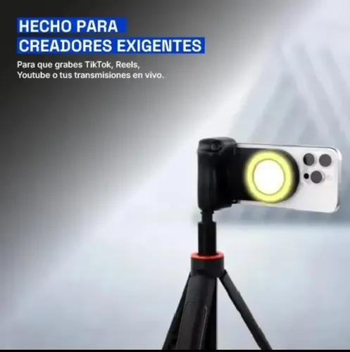 Soporte Magnético Celular Luz Led Calida Espejo Con Mando