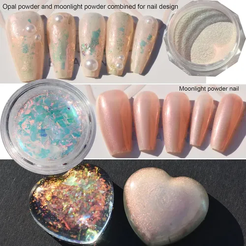 Polvos Holográficos Opal Chrome Uaruogp 2 Pack Para Uñas