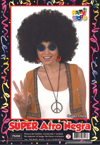 Peluca Super Afro Pelo Cotillon Disfraz Cosplay Halloween