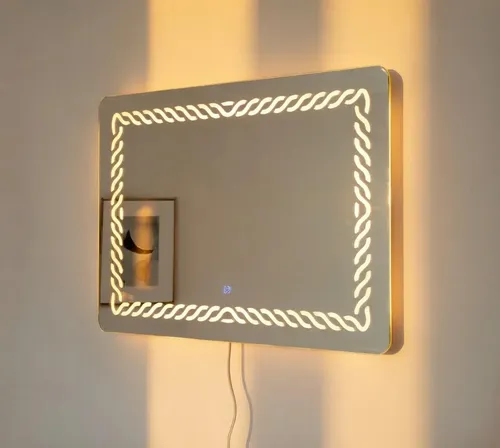 Espejo De Baño Led Táctil 70x90cm Con Reloj Y Temperatura