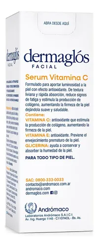Dermaglós Facial Serum Vitamina C X25ml Todo Tipo De Piel Día/noche