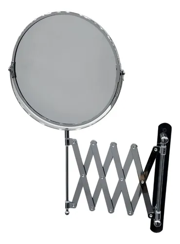 Espejo Metal Doble 20 Cm Brazo Extensible Aumento X3 Cromado Cromado