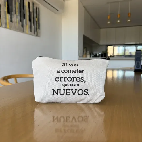 Neceser De Lona Estampada 21×14 Organizador Viaje Maquillaje Errores