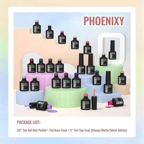 Conjunto De Esmalte En Gel Phoenixy 24 Piezas (20 Colores)