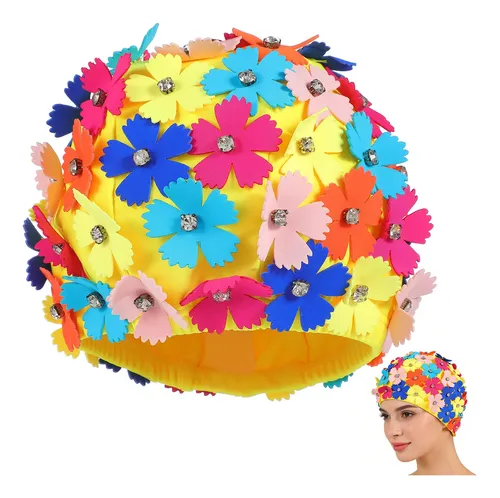 1 Pieza Sombrero De Baño Floral Para Mujer En Nylon