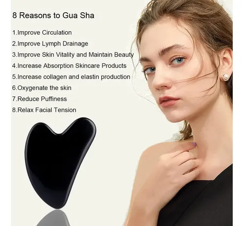 Herramienta Gua Sha Facial Ditind De Obsidiana Negra 8.1cm
