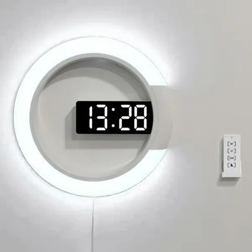 Espejo De Decoración Electrónico 12 Led Reloj De Pared