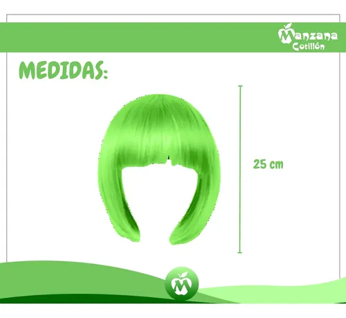 Combo X12 Pelucas Corta Carre Verde Cotillon Carioca Disfraz