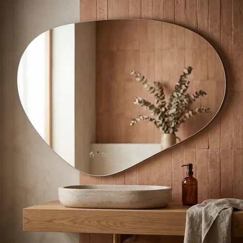 Espejo Forma Curva Diseño Digital Luz Led Tactil Baño 60×80