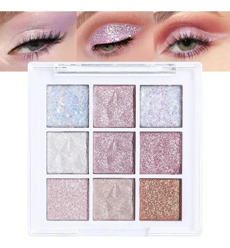 Cakaila Paleta Sombras 9 Colores Glitter Rosa Blanco