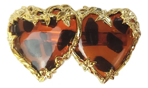 Hebilla Grande Diseño Corazones Carey Pack X12
