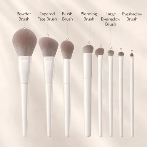Set De 7 Brochas De Maquillaje En Polvo, Rubor Y Sombra De O