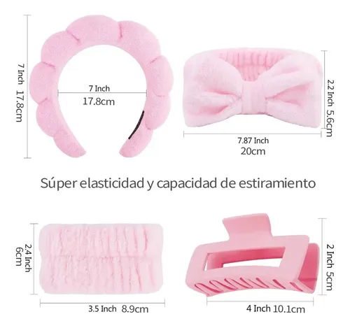 5 Diademas De Pelo Y Muñequeras Horquilla Maquillaje Spa N