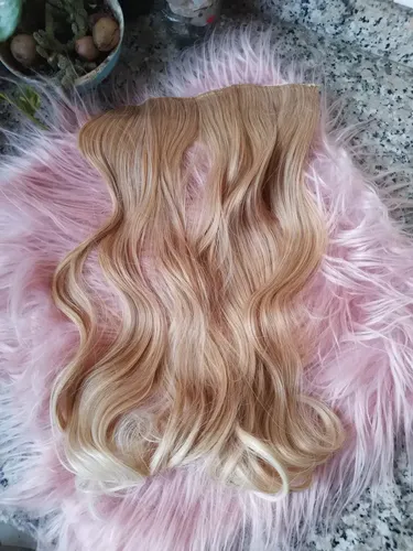 Cortinas De Pelo: Cabello Sintetico Premium Extensiones Rubio 16/613 Ondas