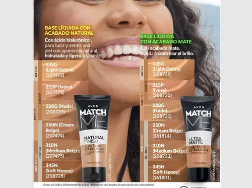 Avon Match Me Base Maquillaje Natural Finish 250ncream Beige