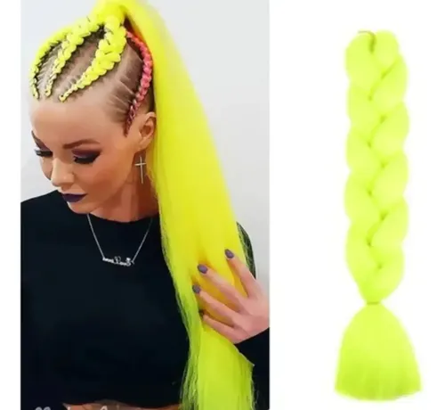 Kanekalon Extension Pelo Termico Trenza Africana 60cm Lfme Amarillo Fluo A22