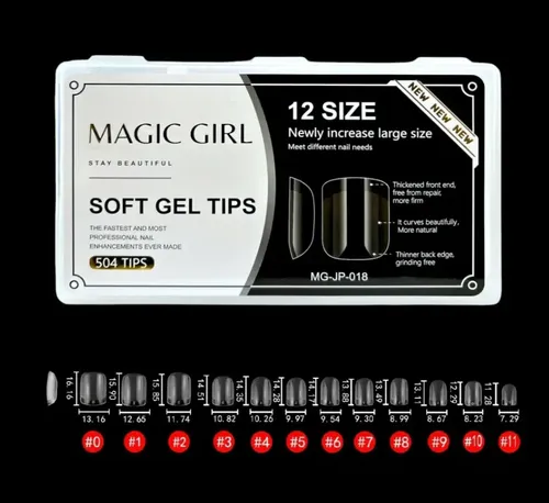 Tips Soft Gel Cuadradas Cortas Caja X504 Calidad Premium