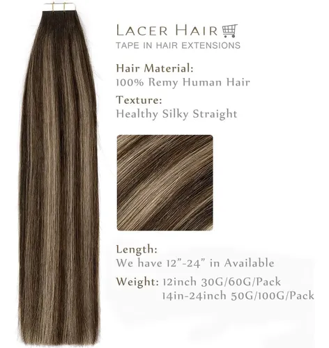 Extensiones De Cabello Con Cinta Lacer 18” Dark Brown