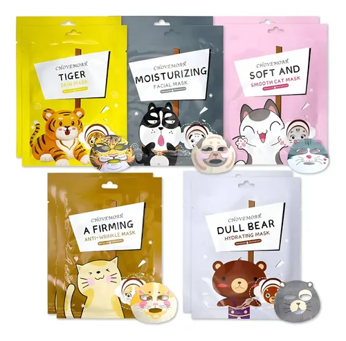 Pack X10 Mascarillas Faciales Hidratante Animalitos Mixta