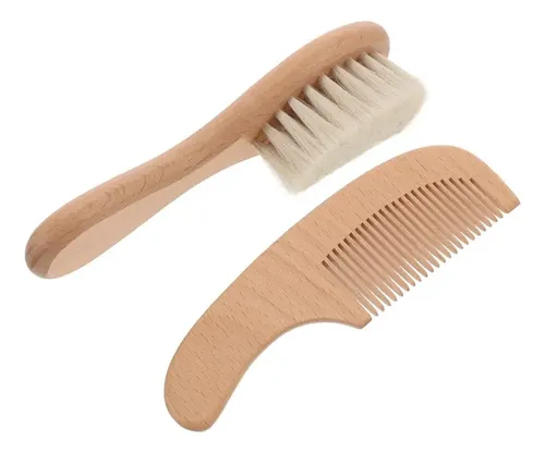 Kit Peine Y Cepillo Bebé Cerdas Naturales Suaves Suavecitas