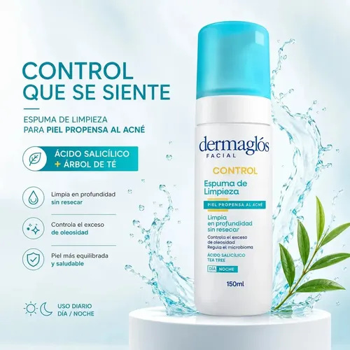 Dermaglós Espuma De Limpieza Control Piel Propensa Acné 150m Acneica Día/noche