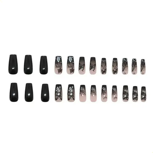 Set De 24 Calcomanías Para Uñas Estilo Ballet Negro A