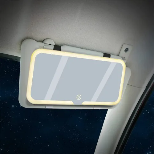 Elegante Espejo De Tocador Con Visera Solar Para Coche, Reca Blanco