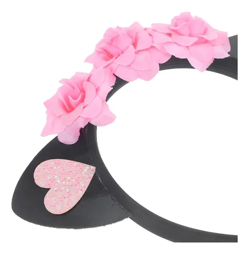 Diadema De Orejas De Gato, Accesorio Lindo Para El Cabello Black And Pink