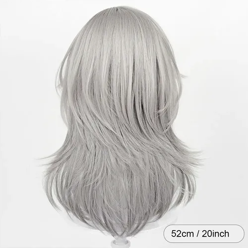 Juego De Peluca Stelle Long Cosplay Anime De Color Gris Liso