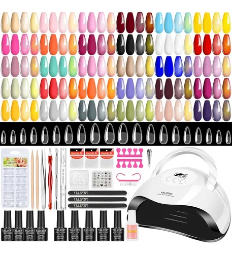 Kit Gel Uñas 30 Colores Uv Tips Almendra Base Top Coat