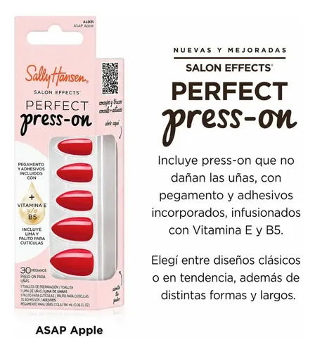 Sally Hansen Uñas Postizas Press On Almendra Asap Apple
