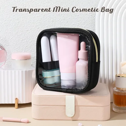 Mini Bolsa De Maquillaje Transparente Con Cierre Frontal, Z