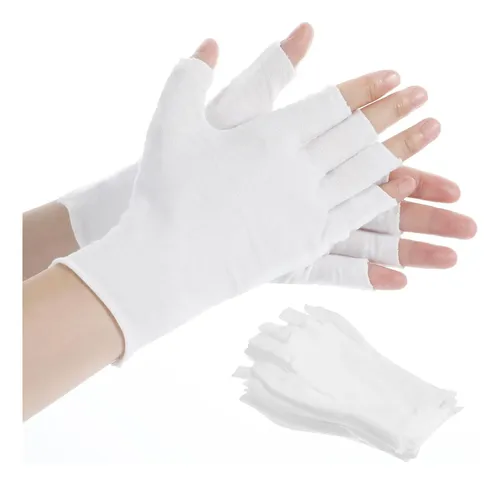 Guantes Algodón Blancos Hidratantes Sin Dedos Para Dormir