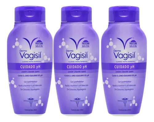 Dermo Vagisil Cuidado Ph Jabon Liquido Femenino 240ml X3