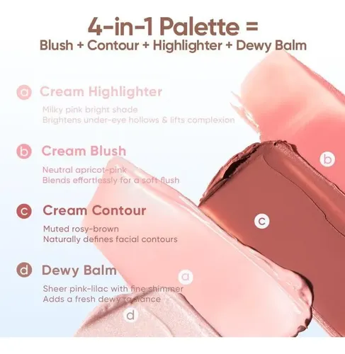 Paleta 4 En 1 Rubor Iluminador Contorno Judydoll Lilac